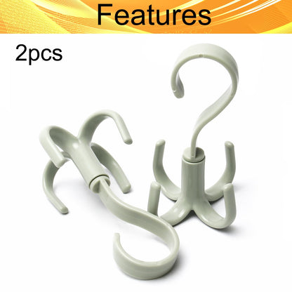 2Pcs Rotating Belt Hanger 360 Degrees Rotatable Organizer with 4 Hooks for Drying Towels Bras Clothes Gloves Plastic Laundry Sock Drying Hanger Nordic Green (2 Count)