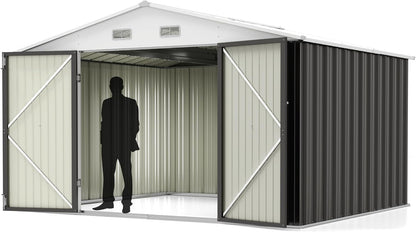 10x8FT Outdoor Storage Shed Utility Tool Shed Gray