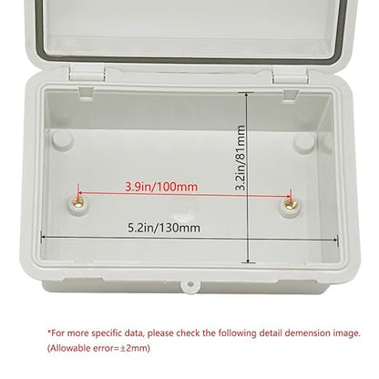 Zulkit IP65 Waterproof ABS Plastic Electrical Box - Hinged Shell, 2 Cable Glands, 5.9 x 3.9 x 2.8 inch