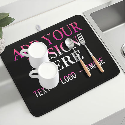 Custom Personalized Dish Drying Mat 18x24 Inch Customized Drying Mats with Picture Text for Kitchen Counter Custom Image Microfiber Absorbent Dishes Pad for Travel Festivals Family Memories Home Decor