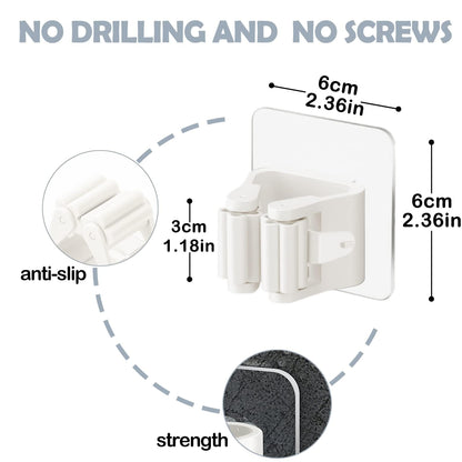 8 Pack Self Adhesive Broom Holder Wall Mount (8 Count)