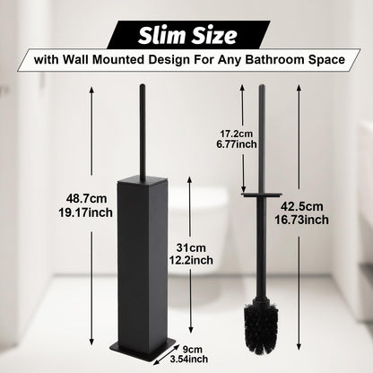Toilet Brush with Holder Set Matte Black Aluminium Standing for Bathroom Toilet Bowl Cleaner Brush and Holder Set
