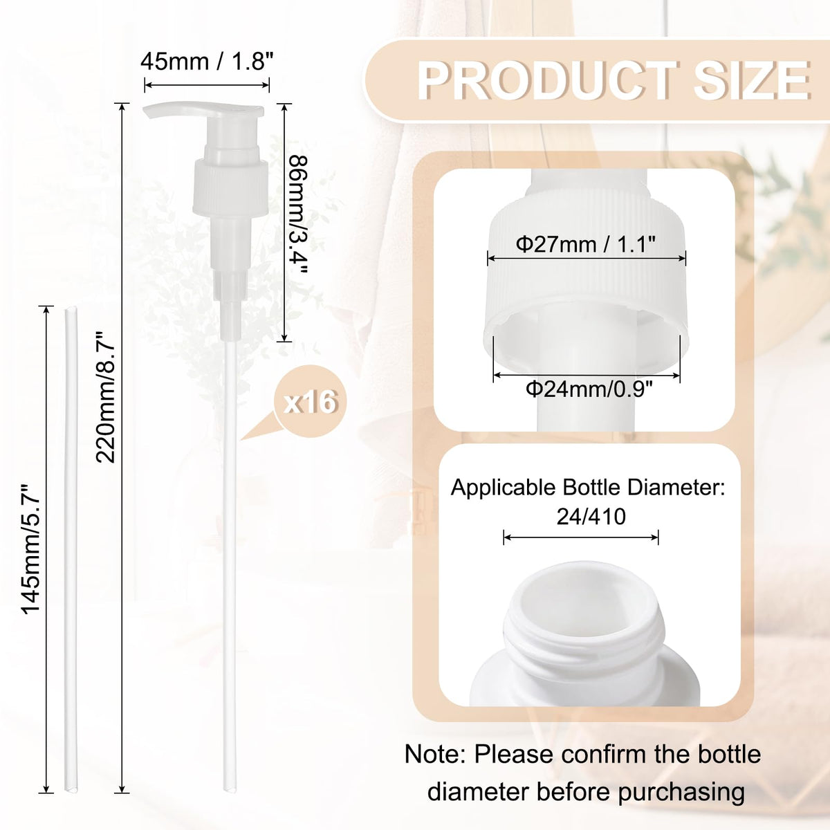 16 Pcs Soap Dispenser Pump Heads Soap Dispensers Top Pumps Replacement Switch Pumphead for Standard 24 (16 Count)