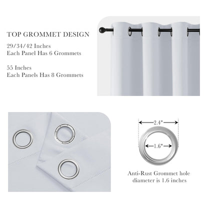 Greyish White Blackout Curtains for Bedroom 63 Inch Length 2 Pcs (2 Count)
