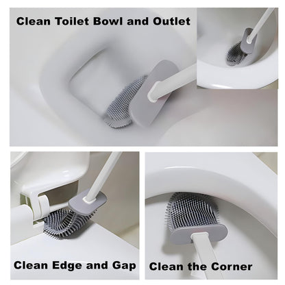 Toilet Brush with Holder Silicone Toilet Brush and Cleaning Brush for Household Bathroom Toliet Brush Set