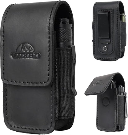 Topstache Leather Multitool Sheath with Belt Clip - EDC Multi Tool Holster for Folding Tool - Leather EDC Holster Pouch Belt Organizer - Magnetic Closure Multitool Case Sheath, M,Black