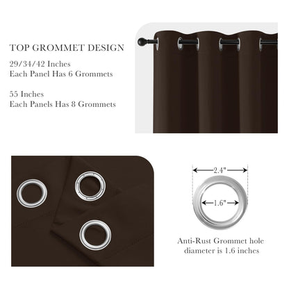 Blackout Small Curtains 36 inch 2 Panels Set (2 Count)