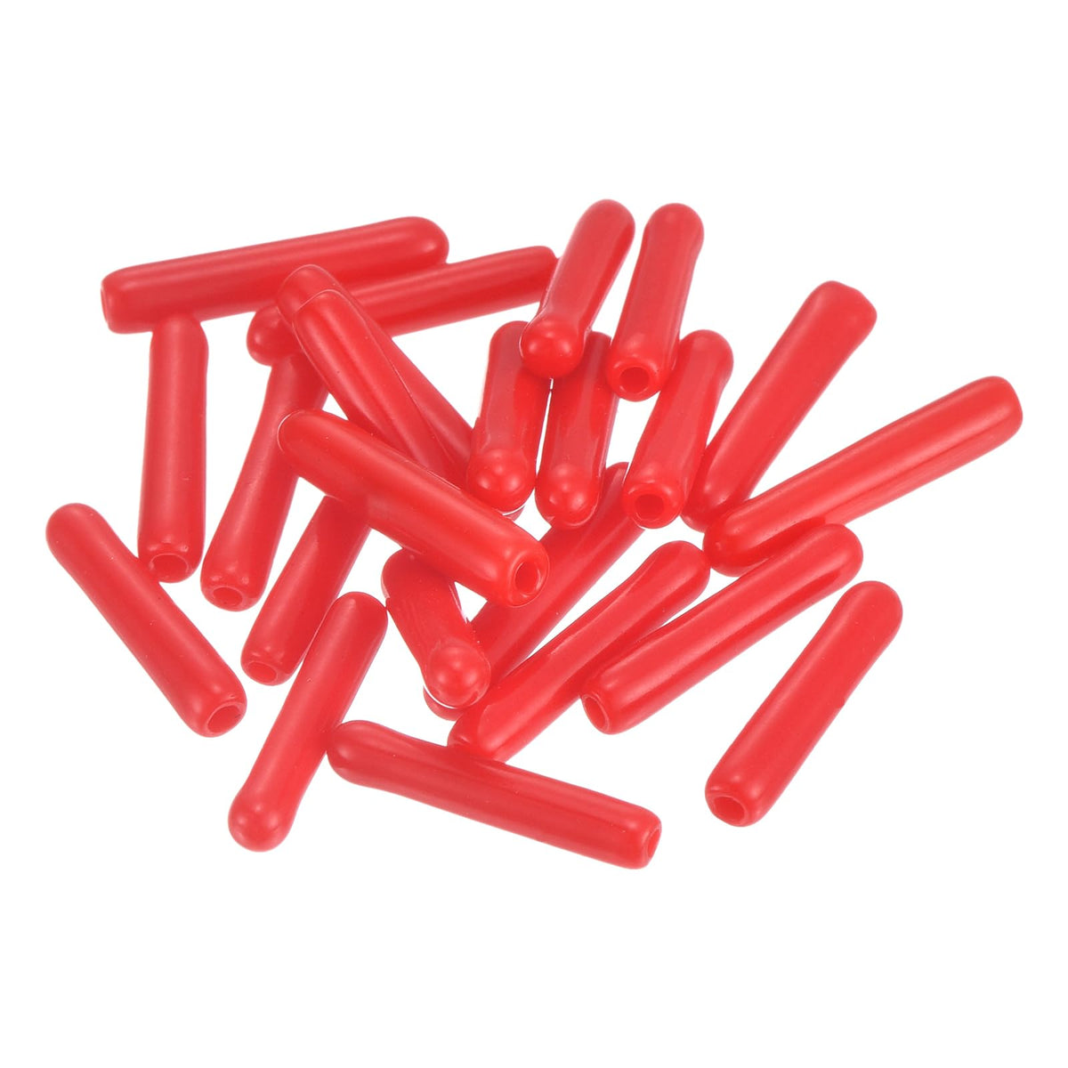 20pcs Rubber End Caps 1.3mm ID Vinyl Round Tube Bolt Cap Cover Thread Protectors Red
