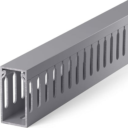 ZhiYo H2in x W1in Server Rack Cable Management Raceway, 99in (6X L16.5in) Cable Raceway Kit, Electrically Safe PVC Open Slot Wire Cover, Cord Hider for Under Desk/Computer/Network Cords, Grey