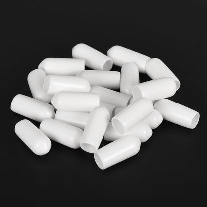 20pcs Rubber End Caps 6mm ID Vinyl Round End Cap Cover Screw Thread Protectors White