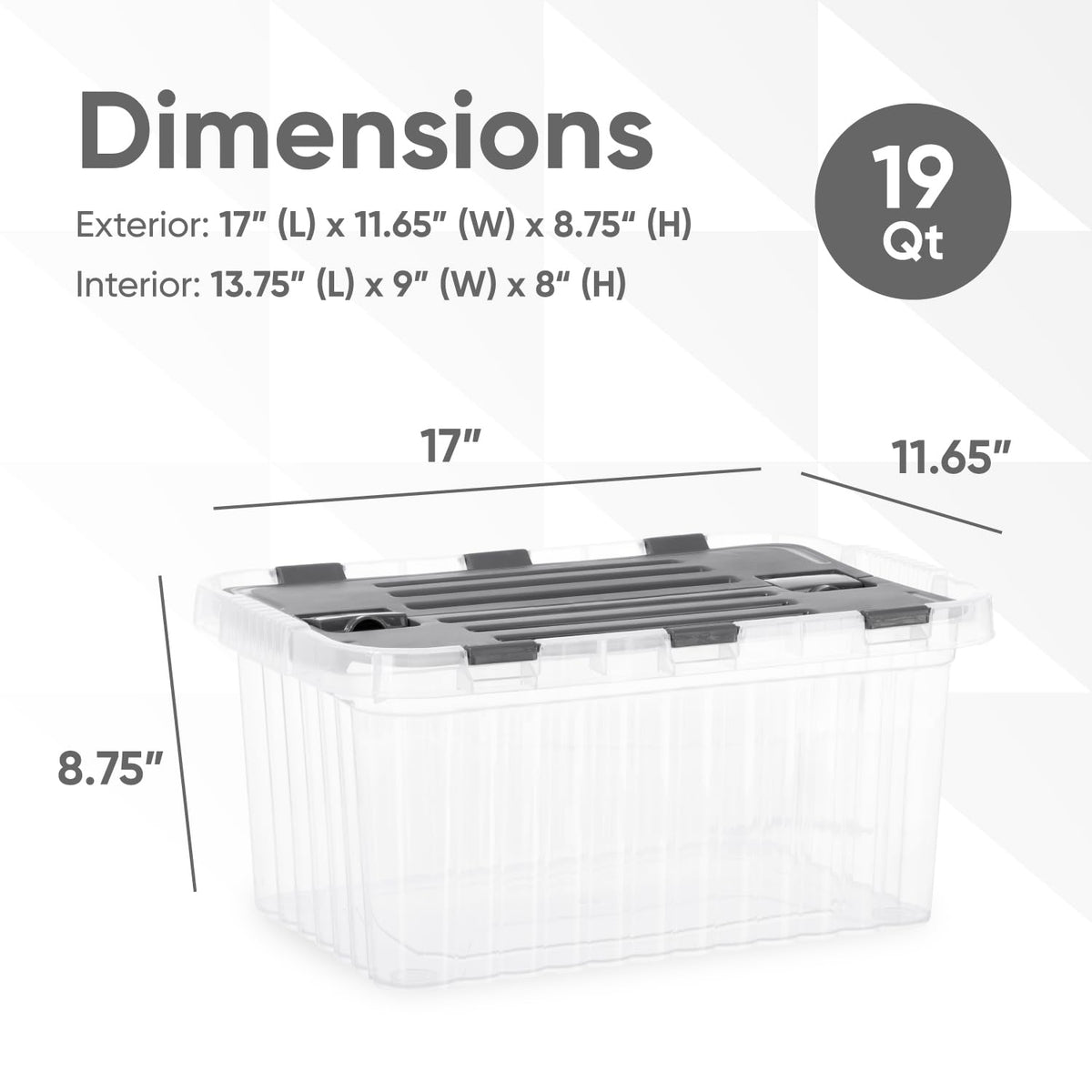 Clear Storage Boxes with Attached Lids (3 Count)