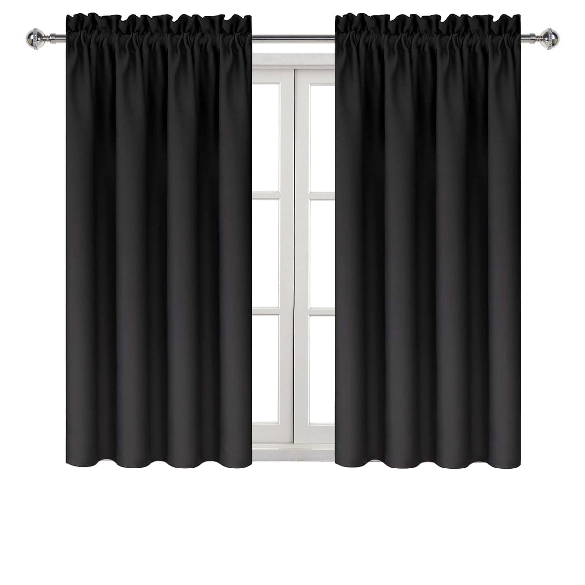 Blackout Curtains for Bedroom Living Room 38 x 45 Inch Long Black