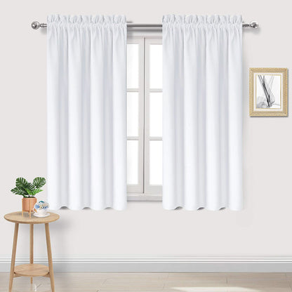 White Curtains 50% Light Blocking for Living Room 45 Inch 2 Panels (2 Count)