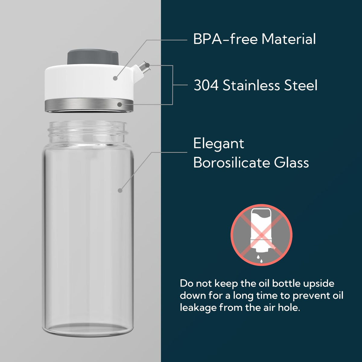 Precision Pour Glass Oil Dispenser with 3 Modes