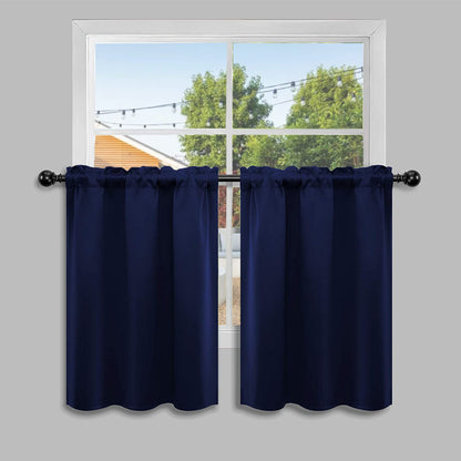 Navy Blue Cafe Half Window Curtain (2 Count)