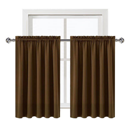 Short Blackout Curtains 60 x 36 Inch Long for Kitchen RV Bunk Brown (2 Count)