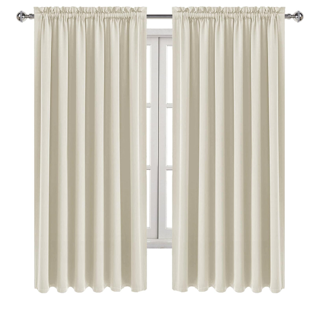 Wide Blackout Curtains for Bedroom 70 x 72 Inch Long Light Beige
