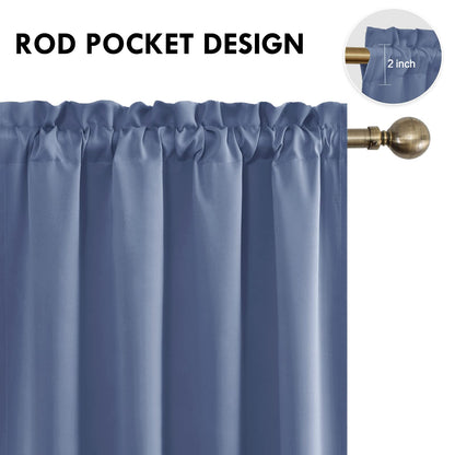 Blackout Curtains for Bedroom 52 x 54 Inch Long Dusty Blue 2 Panels (2 Count)