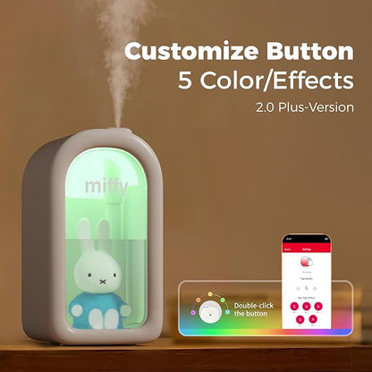 Mipow X Miffy Cool Mist Humidifier - Ultrasonic Quiet Humidifier, Mini Cute Humidifier with Night Light, 380ml for Bedroom, App-Controlled RGB Light (2.0 Plus-Version) - Blue