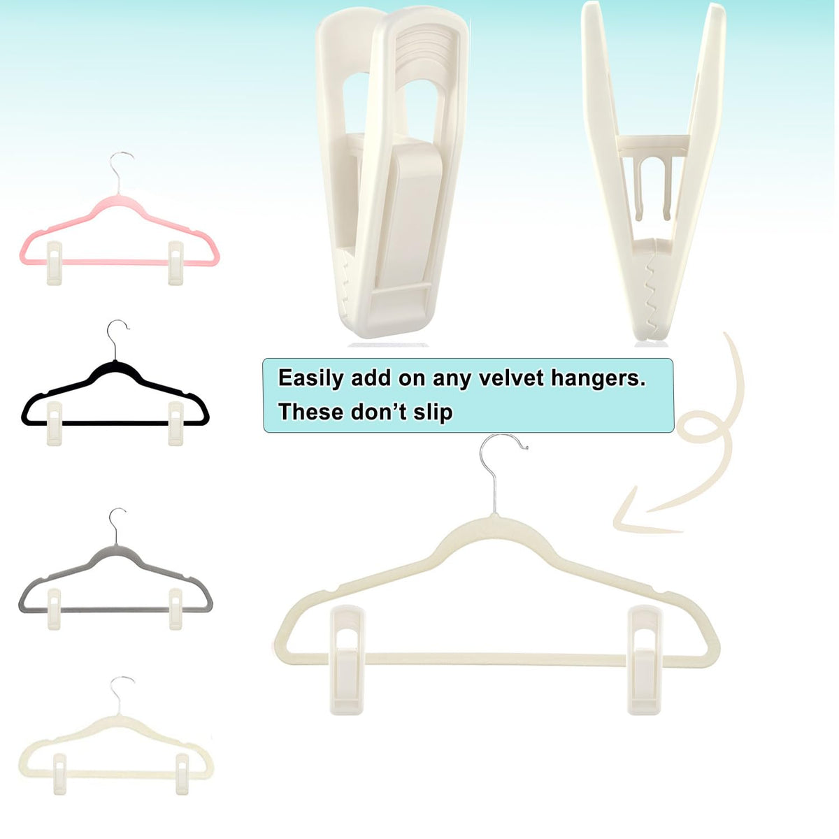 Hanger Clips Perfect for Velvet Hangers (20 Count)