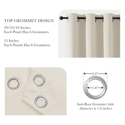 Beige Short Blackout Curtains 36 inch Length for Kitchen (2 Count)