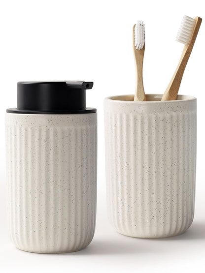 Soap Dispenser and Toothbrush Holder Set (2 Count)