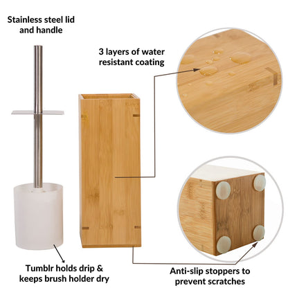 Bamboo Toilet Bowl Cleaner with Holder for All Toilet Types
