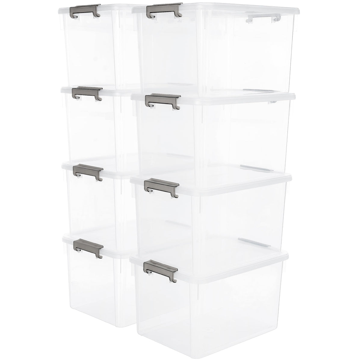 32 QT Plastic Storage Bins with Latching Lids Stackable Storage Containers for Organizing Large Clear Storage Box for Garage (8 Count)