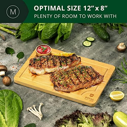 ROYAL CRAFT WOOD Bamboo Cutting Board with Juice Groove - Kitchen Chopping Board for Meat Cheese and Vegetables, Heavy Duty Serving Tray