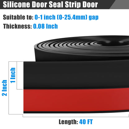 Draft Seal Tape for Doors and Windows 2 in x 40 Ft Silicone Weather Stripping Extra Thick 2mm Door Seal Strip with Strong Adhesive Draft Insulation Stopper Side Seal (40 Foot)