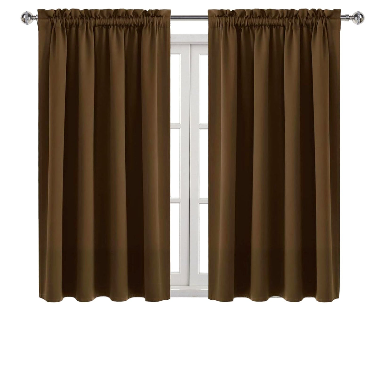 Blackout Curtains for Bedroom Living Room 52 x 54 Inch Long Brown (2 Count)