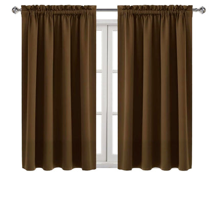 Blackout Curtains for Bedroom Living Room 52 x 54 Inch Long Brown (2 Count)