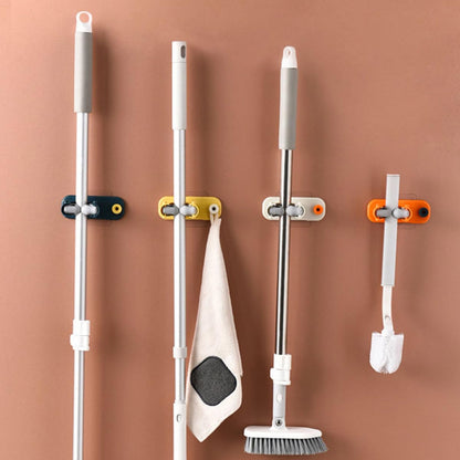 Self Adhesive Mop Holder Wall Mount No Drilling Mop Broom Storage Hook Rack for Home Use Bathroom and Kitchen Wall