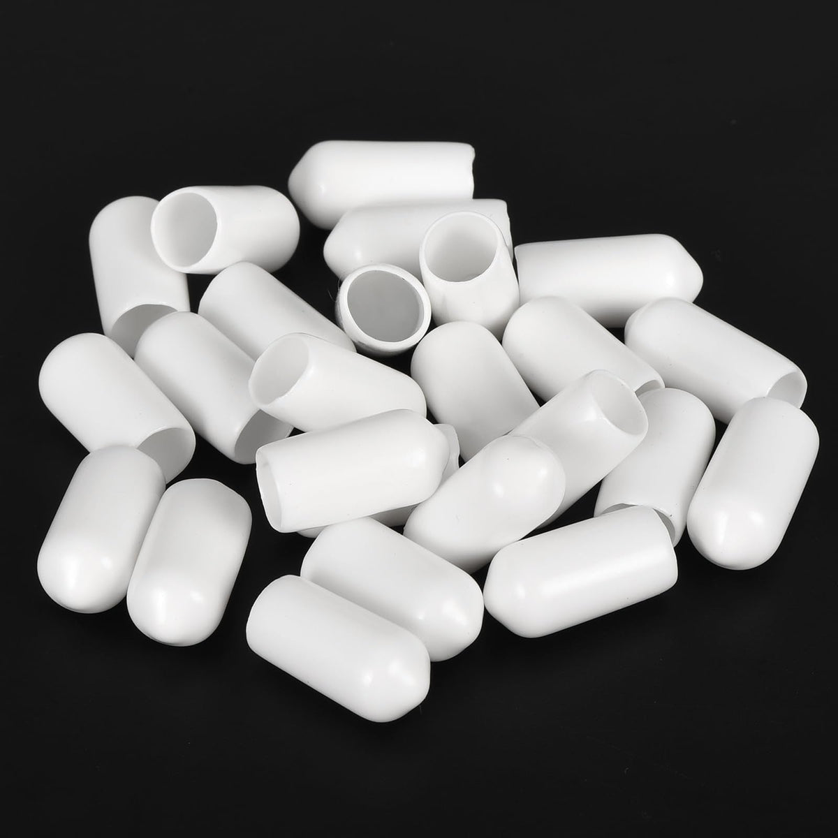 20pcs Rubber End Caps 7mm ID Vinyl Round End Cap Cover Screw Thread Protectors White