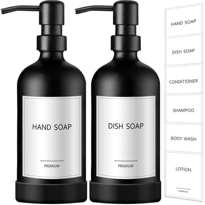 Black Soap Dispenser with Silicone Sleeve Boot (2 Count)