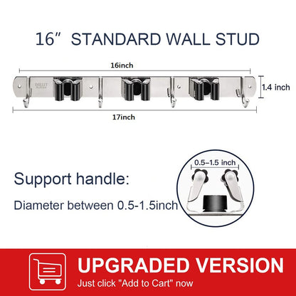Broom Holder Wall Mount Stainless Steel Mop Organizer