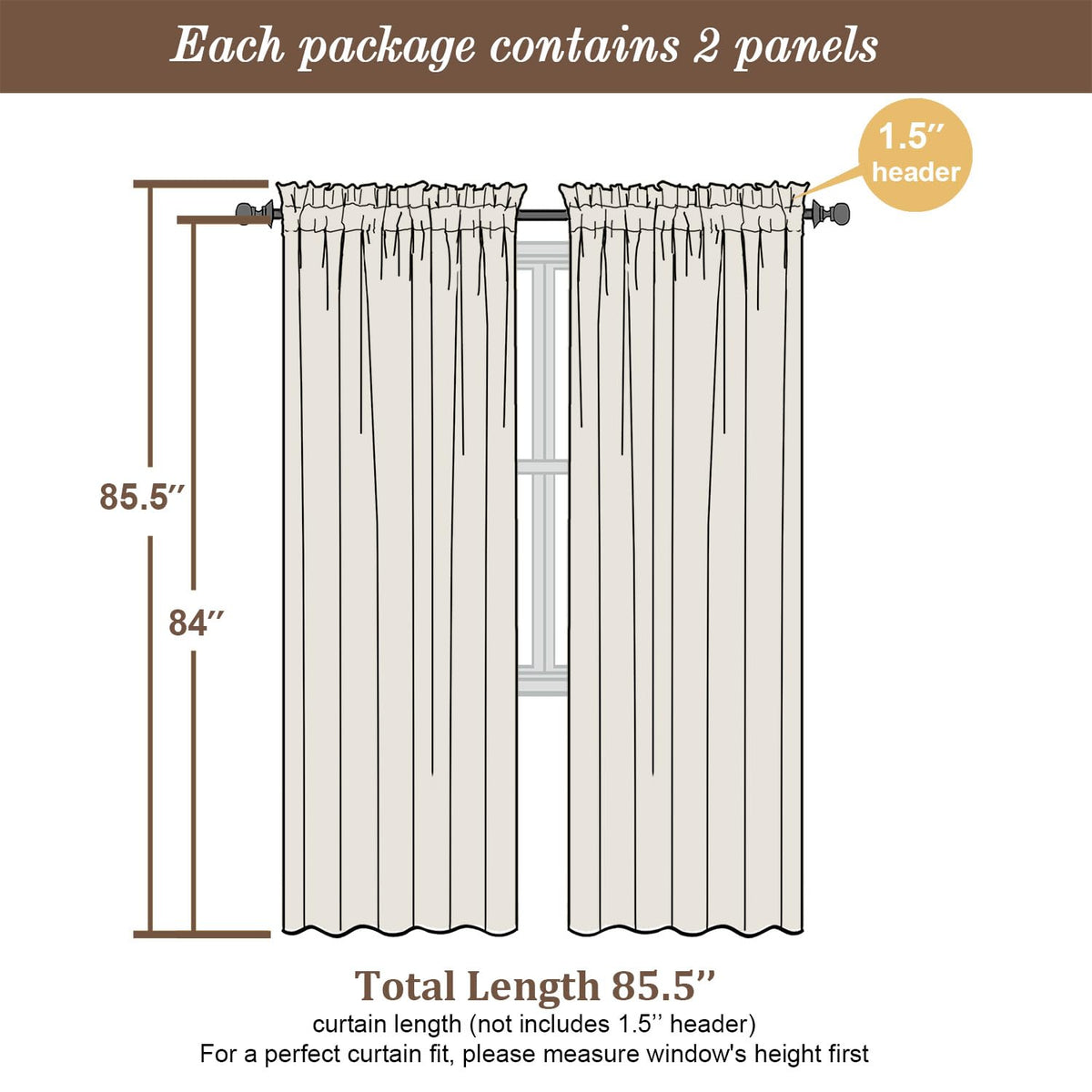 Stone Blue Sheer Curtains 84 Inches Long (2 Count)