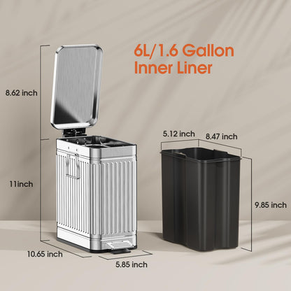 Small Bathroom Trash Can with Lid Soft Close