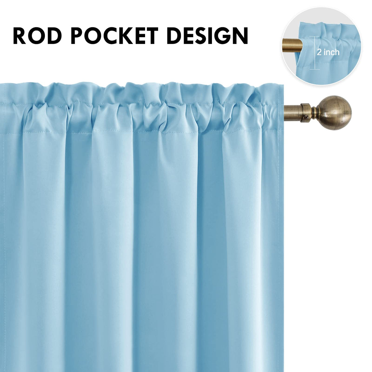 Blackout Curtains for Bedroom Living Room 52 x 54 Inch Long 2 Panels