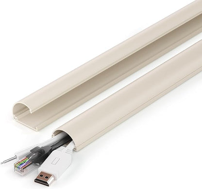 ZhiYo Cord Hider 34in (2X L17in), Cable Hider for 2-4 Cords, Wire Covers for Wall Mount TV, Cable Raceway Beige, W1.4in x H0.7in