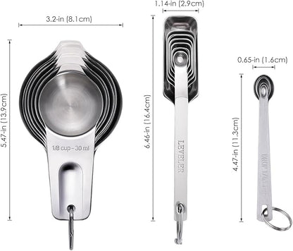 20PCS Measuring Cups and Spoons Set, Stainless Steel Stackable Nesting Measuring Set with Leveler for Baking, Cooking, Dry & Liquid Ingredients