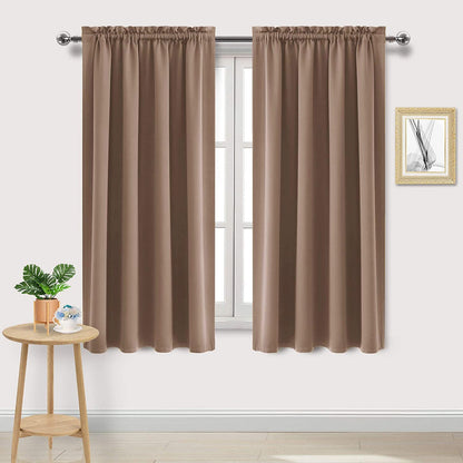 Blackout Curtains for Bedroom Living Room 52 x 63 Inch Long Khaki (2 Count)
