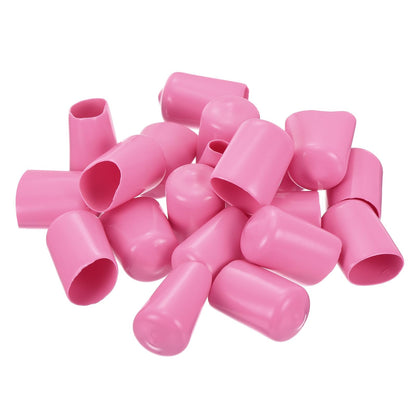 20pcs Rubber End Caps 14mm ID Vinyl PVC Round Tube Bolt Cap Cover Screw Thread Protectors Pink