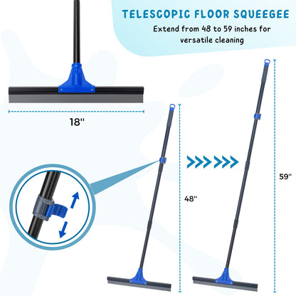 Floor Squeegee with Telescopic Long Handle 59''