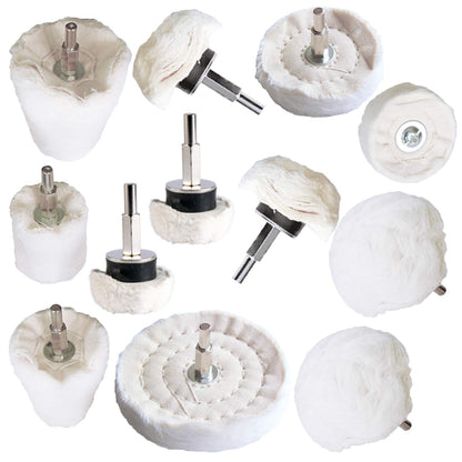 Polishing Pad Buffing Wheel Kit White Flannelette 12 Pack (12 Count)
