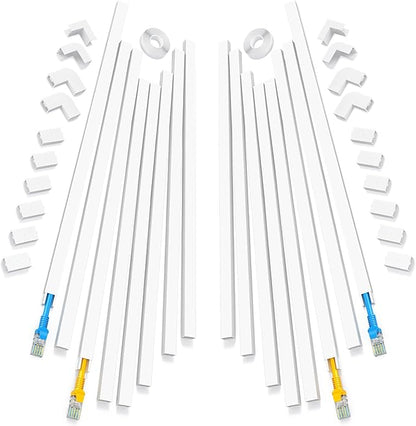 250in Cord Hider, One-Line Cable Hider, Yecaye Small Cord Covers for Wires on Wall System, Cable Raceway Kit for Max 2 Cords, Wire Hiders for Tv on Wall, Wire Hider, 16XL15.7in W0.59in H0.4in, White