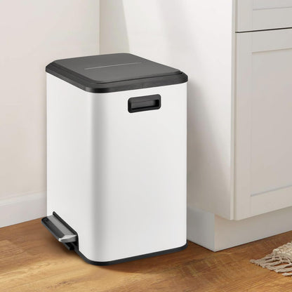 Dual Trash Can Stainless Steel Kitchen Recycling Bin Foot Pedal