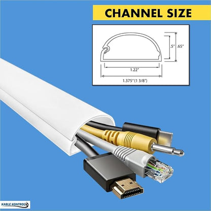 Kable Kontrol Half Round Cord Hider, Outdoor Cable Cover, Hide TV Wall Mount Wires, Raceway for Cords, Decorative, Paintable, Adhesive Cable Concealer - 1.2in W x 0.50in H x 60in L – 1 Pc- White