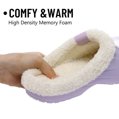 Fur Lined Clogs for Women & Men Fuzzy Slippers with Memory Foam