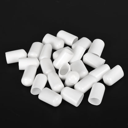 20pcs Rubber End Caps 11mm ID Vinyl Round End Cap Cover Screw Thread Protectors White